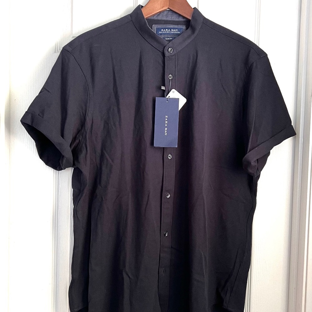 Zara Mens Blue Short Sleeve Button Down